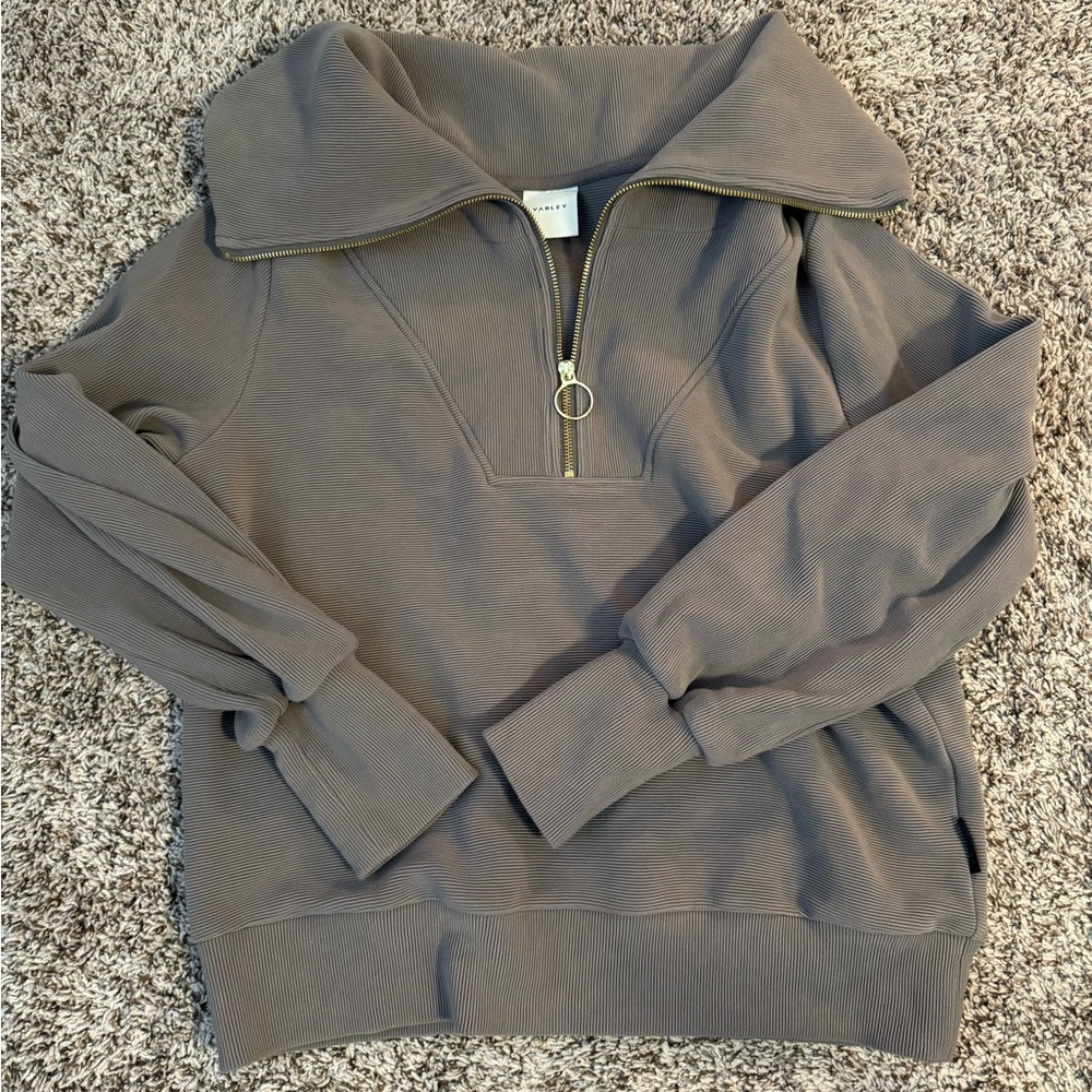 Varley Taupe Half-Zip Pullover Sweatshirt